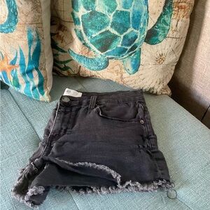Black Distressed Denim Shorts